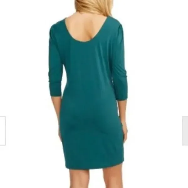 Rosie Pope Audra Maternity 3/4 Sleeves Mini Dress Scoop Back Back XS Ocean - Image 4