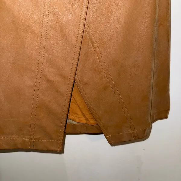 NWT $88 Free People Ari Camel Vegan Suede Buckled Wrap Mini A-Line Skirt 8 - Image 10