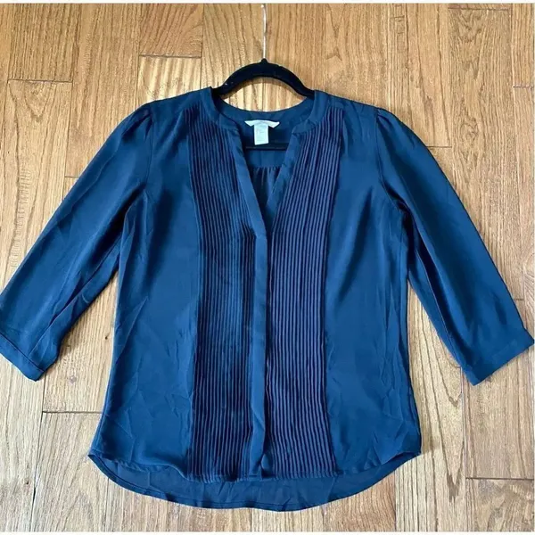 H&M navy pleat front blouse - Image 6