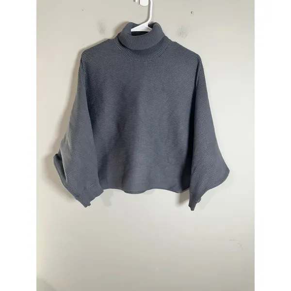 Cider Womens Gray Batwing Turtleneck Ribbed Knit Oversized Sweater XL CD20221013 - Image 3
