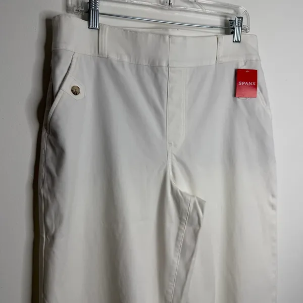 NWT‎ Spanx 1X Stretch Twill Cropped Pant Wide Leg Bright White Pull-On Casual - Image 7
