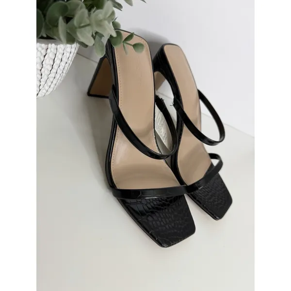 NWT The Drop Avery Square Toe‎ Two Strap Heeled Sandal Black Size 7.5 Workwear - Image 3