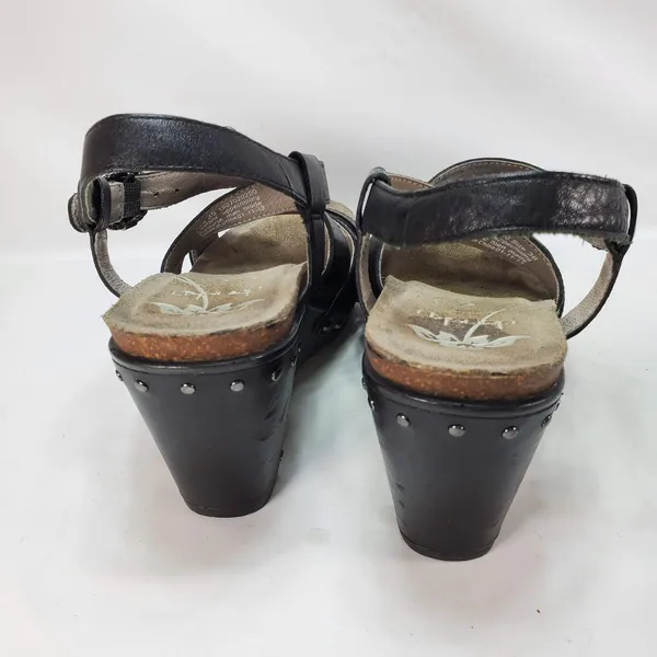 Dansko‎ Wedge Sandals Women 36 Black Leather Strappy Studded Comfort 1907020200 - Image 4