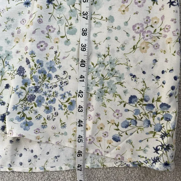 Monteau Los Angeles Floral Print Midi Dress Cream Cap Sleeves Women's Size Large - Image 10