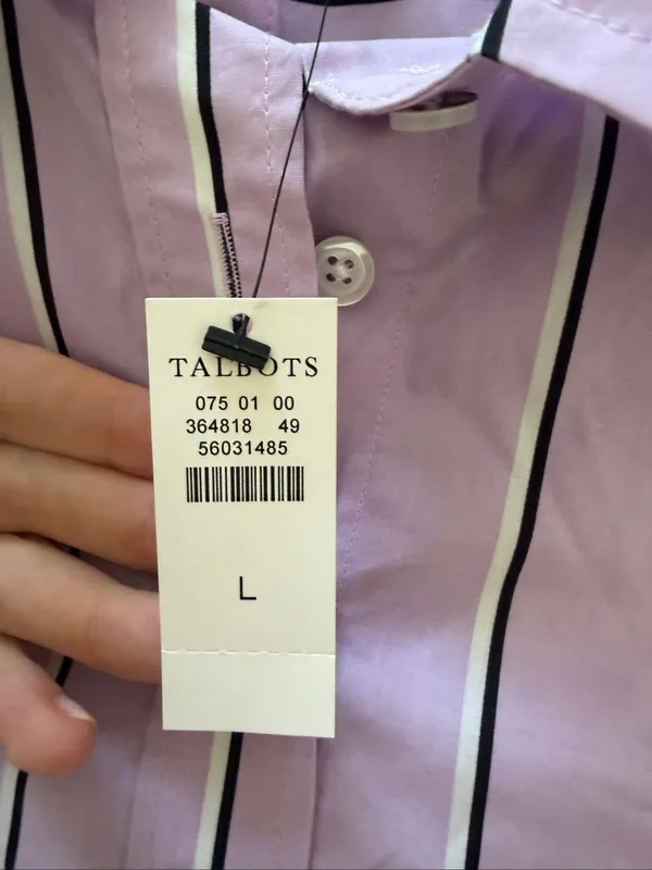 NWT Talbots Boyfriend Shirt Weekend Stripe Size L Lilac 100% cotton - Image 5