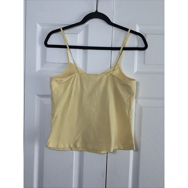 Route 66 Stretch Camisole Womens L Yellow Shelf Bra Tank Top Y2K Vintage Cotton - Image 2