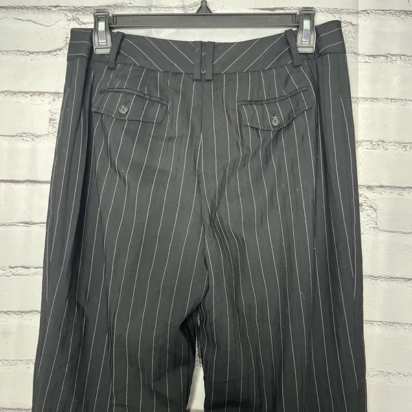 Ann Taylor Y2K Black Wide Leg Pinstripe Retro Pants Baggy SZ 4 High Rise Casual - Image 8