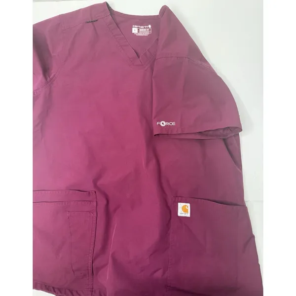 Carhartt Women's Scrub Top Force Essentials V-Neck 5 Pocket L Maroon Work Nurse‎ - Image 10