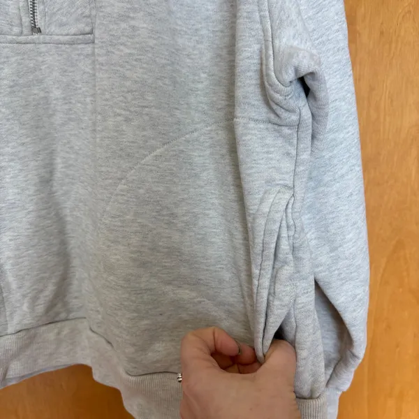 Everlane Quarter Zip Sweatshirt Women‎ XL Gray Organic Cotton French Terry - Image 6