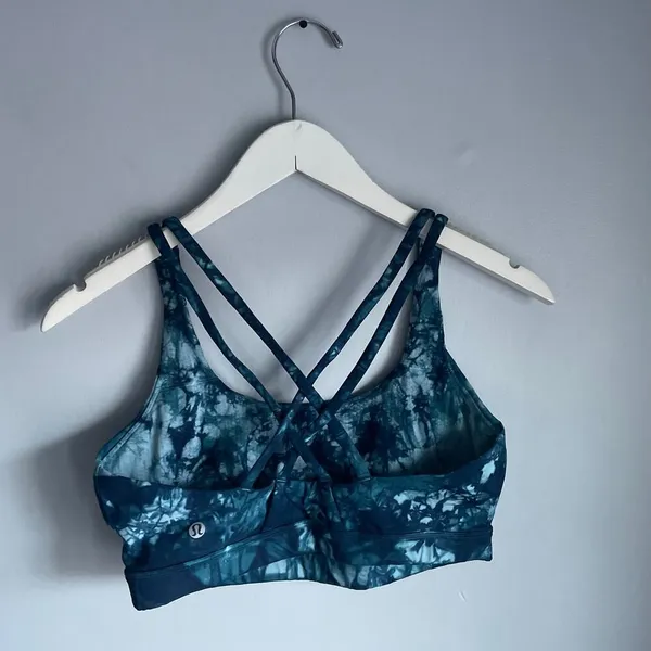 Blue Tie Dye Strappy Sports Bra Yoga Bra‎ Workout Pilates Barre size Small - Image 2