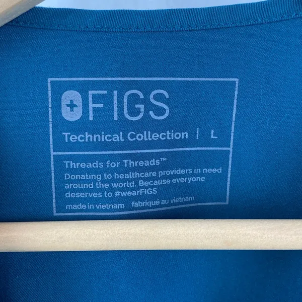Figs Teal Blue Short Sleeve V Neck Scrub Medical Top L - Image 3