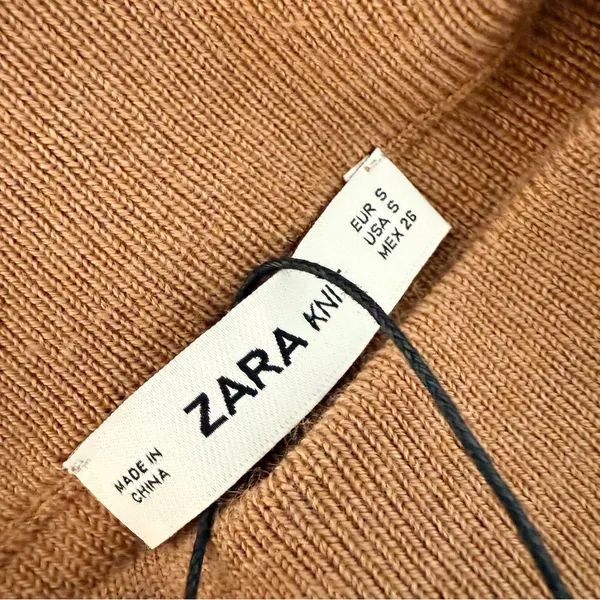 ZARA Wool Blend Knit A-Line Midi Skirt Camel Brown Sz S NWT - Image 6