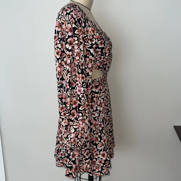 Free People Jael Printed Floral Mini Dress with Cutouts Size X-Small Small - Image 8