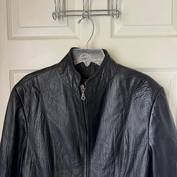 Comstock RC Expedition Woman Large Black Leather Zip Up Jacket Whimsigoth 90’s - Image 3