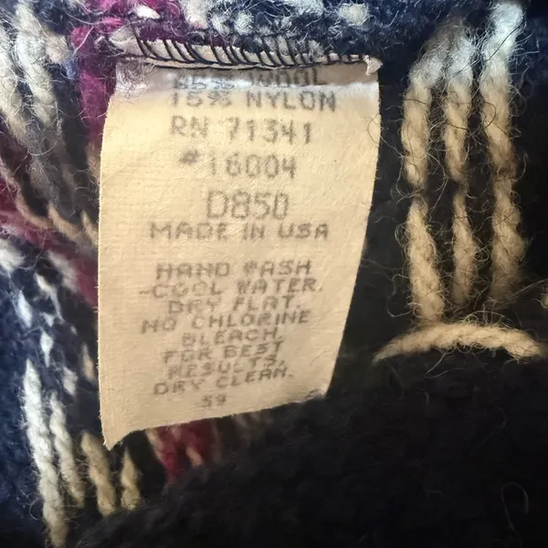 Vintage L.L.Bean Nordic Fair Isle Wool Sweater Made in USA Women’s M - Image 3
