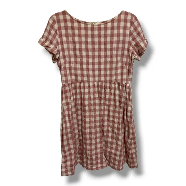 Shabby Apple Kai Womens Pink Gingham Cotton Linen‎ Fit & Flare Dress Large - Image 2