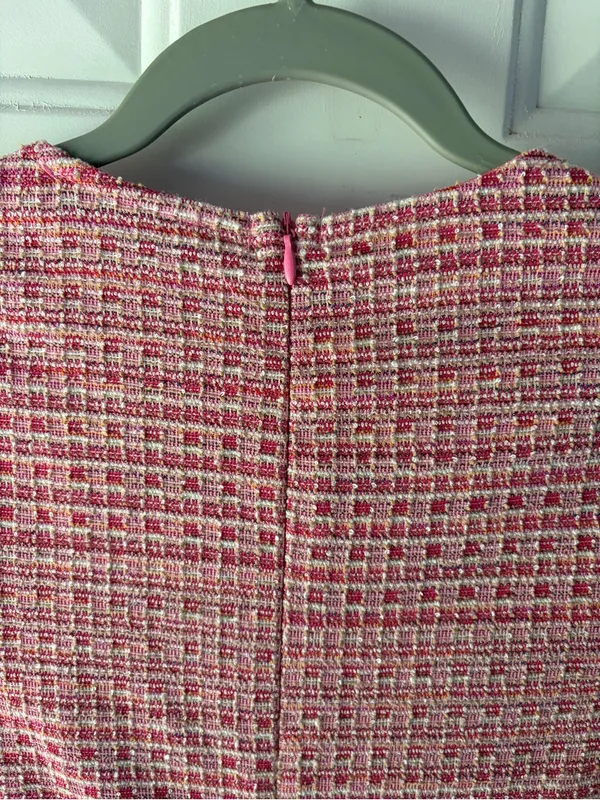 Grace Karin Pink Tweed Square Neck Mini Fit and Flare Dress Sz S VTG 60s Insp - Image 12