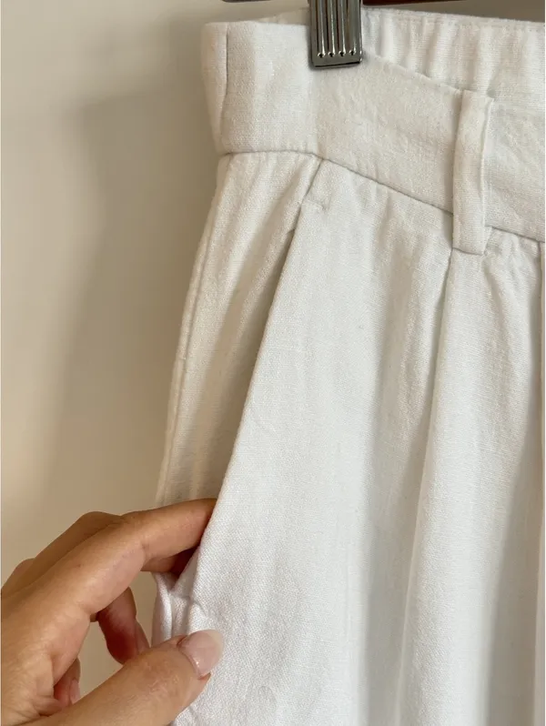 Abercrombie A&F Sloane Linen Blend Tailored Wide Leg Pants White Size 27 4R - Image 10