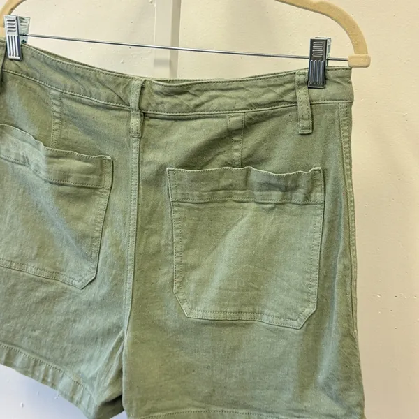 Madewell High Rise Utility Shorts Sage Green Flecked Button Fly L8678 Size 31 - Image 4