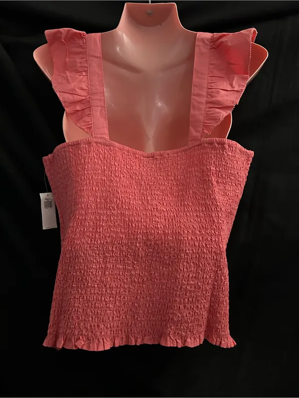 Old Navy Women’s Coral Smocked Tube Top with Ruffle Hem LG NWT - Image 2
