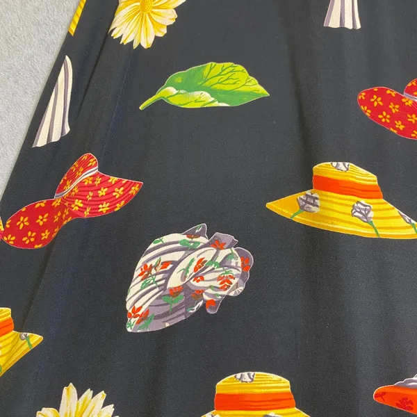Dana B. and Karen Maxi Skirt‎ Women's Size 6 Black Sun Hat Daisy Print Boho EUC - Image 4
