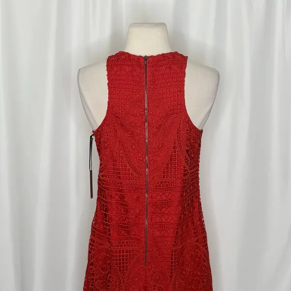 NWT LOVERS & FRIENDS Caspian Orange Lace Shift Mini Dress Halter Neck Small - Image 9