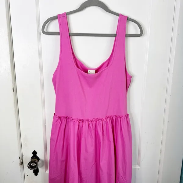 A New Day Midi Sleeveless Ballet Dress NEW Ribbed Top Ruffle Waistline Size L - Image 3
