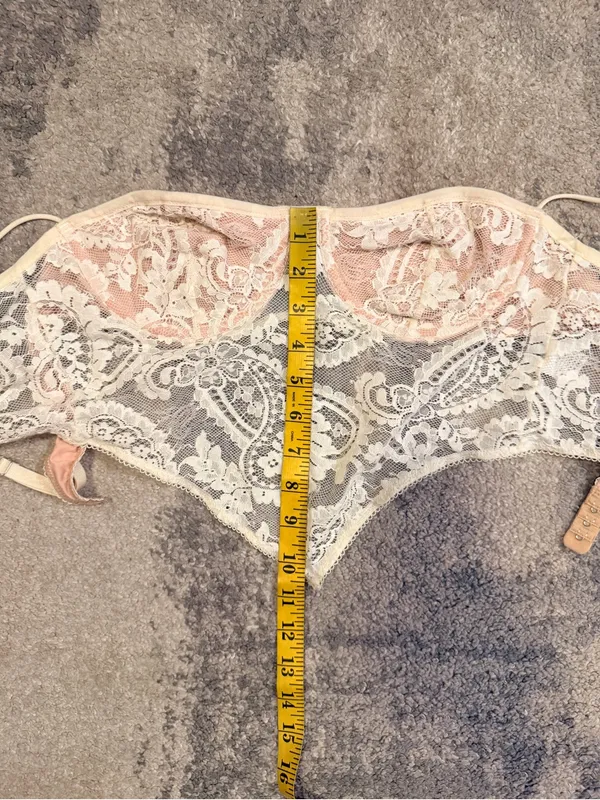Sheer Lace Bralette Crop Top with Dusty Pink Cups - Image 5