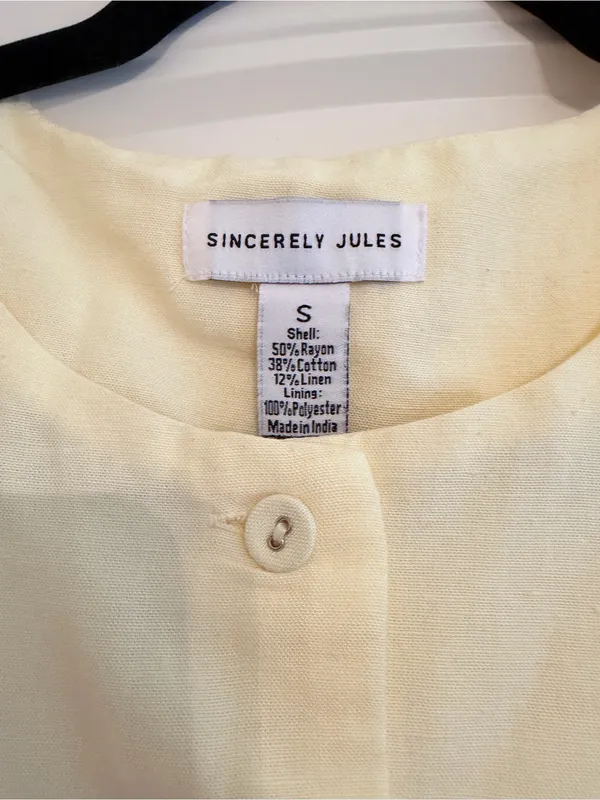 Sincerely Jules Pale Yellow Button Front Top - Image 3