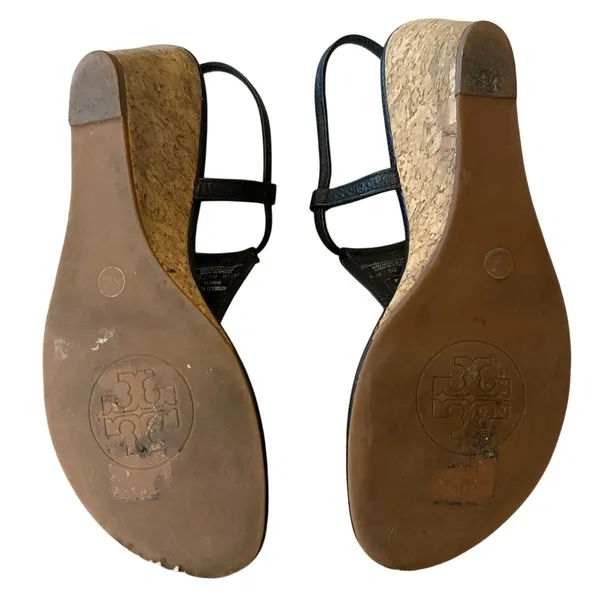 Tory Burch‎ Pauline Demi Cork Wedge Sandals Black 8.5 - Image 10