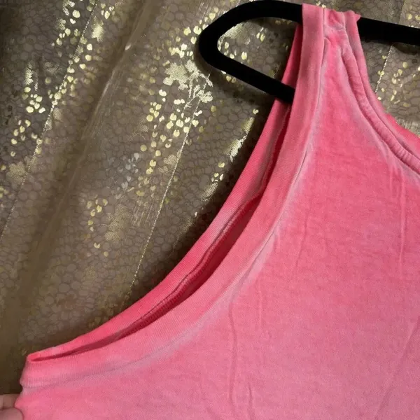 PINK Victorias Secret Bright Pink Cropped Faded Dyed‎ Tank Top Medium - Image 5
