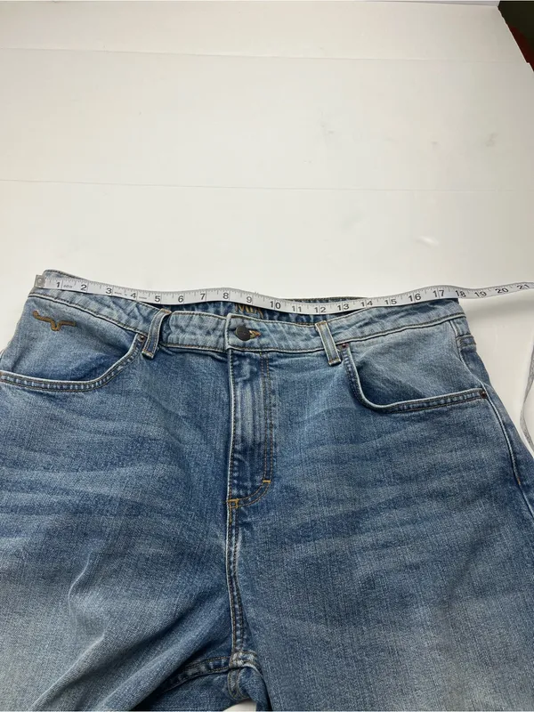 Kimes Ranch Mia 16 / 34 Blue Denim Jeans High Rise Relaxed Straight Leg Western - Image 5