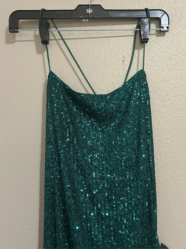 NEW Lulu’s Green Sequins Strappy Open Back Bodycon Mini Dress Womens Size Medium - Image 5