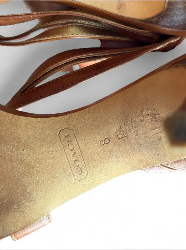 Coach Strappy Brendy Heels in Tan Size 8 - Image 4