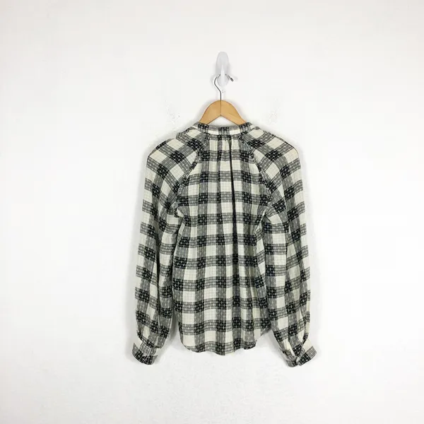 Anthropologie Pilcro Breezy Plaid Buttondown Top XS Check Textured Grunge Emo - Image 12