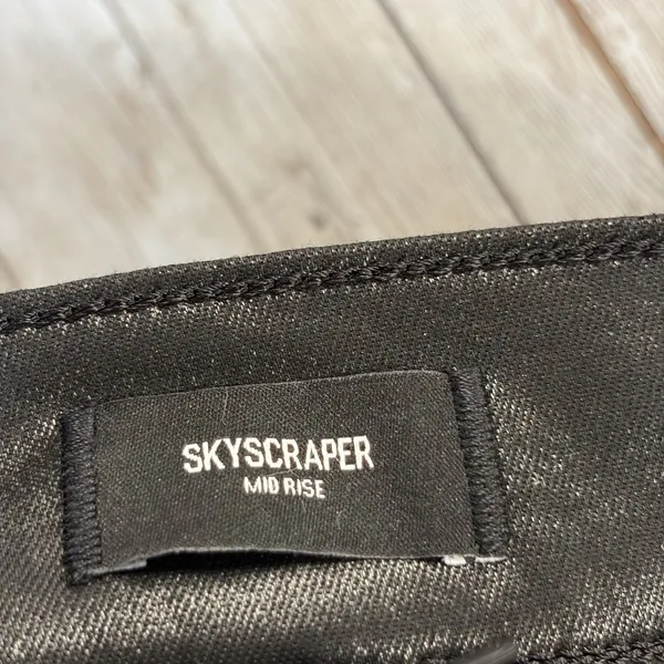 NWT Express Womens 14L Pants‎ Satin Coated Black Skyscraper Mid Rise Split Hem - Image 11