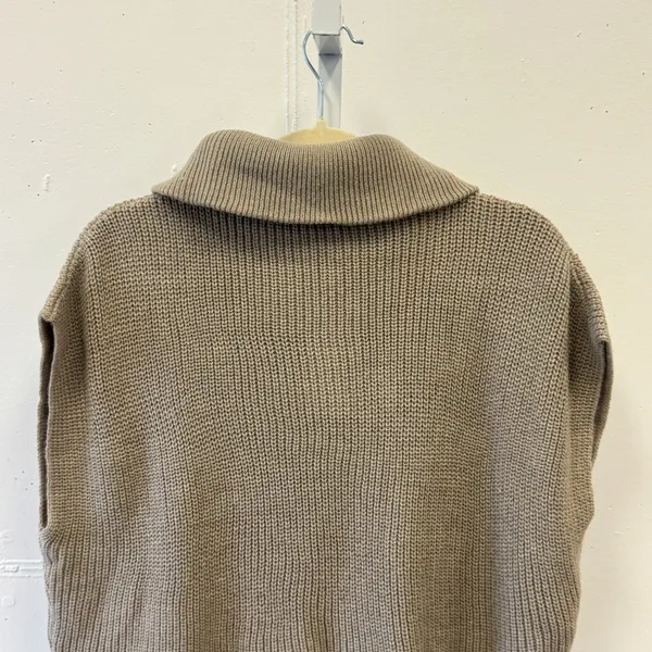NWT Miss Love Taupe Ribbed Quarter Zip BoxySweater Vest SWT8095 Small - Image 5