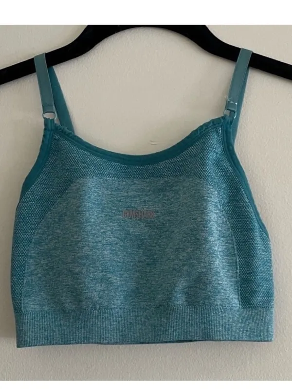 Gymshark Sky Blue Seamless High-Neck Sports Bra - Image 7