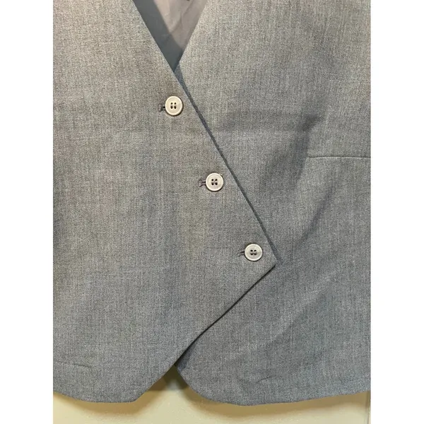 Divided H&M Womens Size XL Vest Asymmetric Button Gray Sleeveless V-Neck Stretch - Image 5
