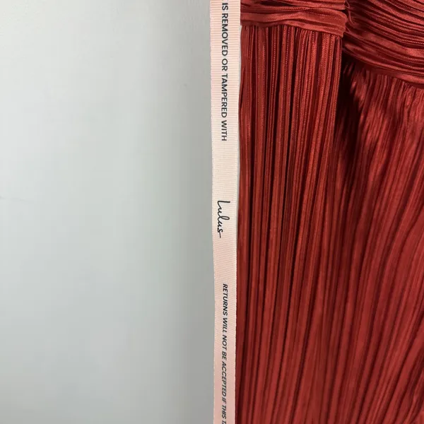 Lulus Poised Performance Rust Red Plisse One-Shoulder Maxi Dress Formal S NWT - Image 13