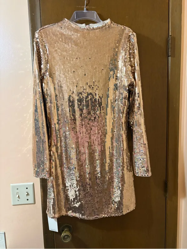 NWT Abercrombie & Fitch Paloma Gold Sequin Bodycon Mini Dress - Image 5