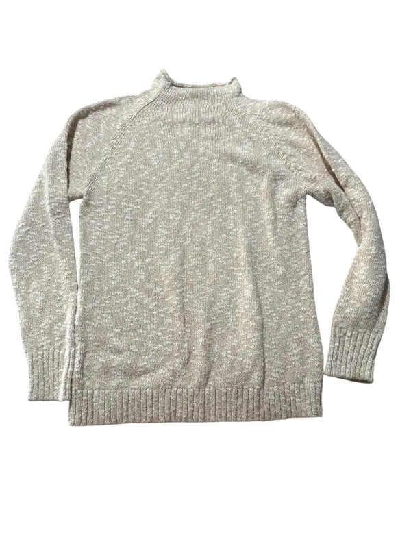 L.L. Bean women's medium Cream Beige Marled Turtleneck Sweater knit cotton - Image 9
