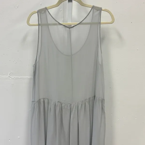 LACAUSA Grey Sleeveless Dropped Waist Midi Dress Semi Sheer Size Small‎ LA310151 - Image 3