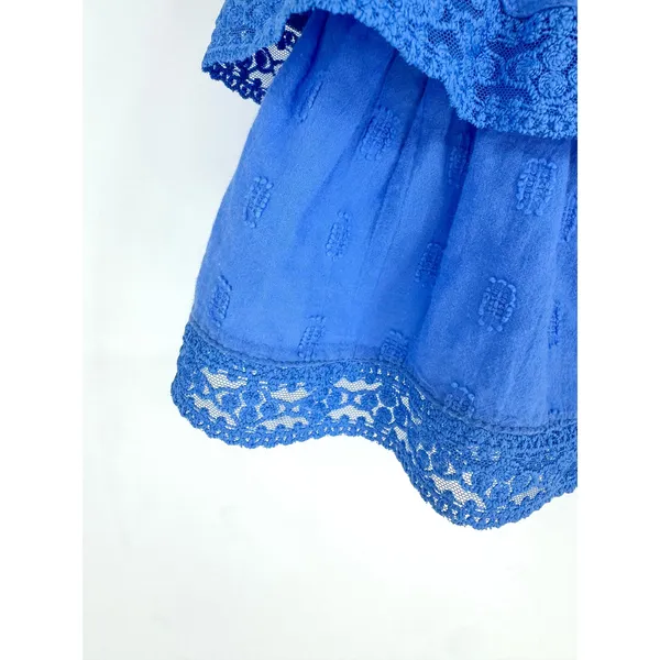 Altar'd State Winslow Blue Tiered Lace Clip Dot Mini Skort XS Boho Cottagecore - Image 2