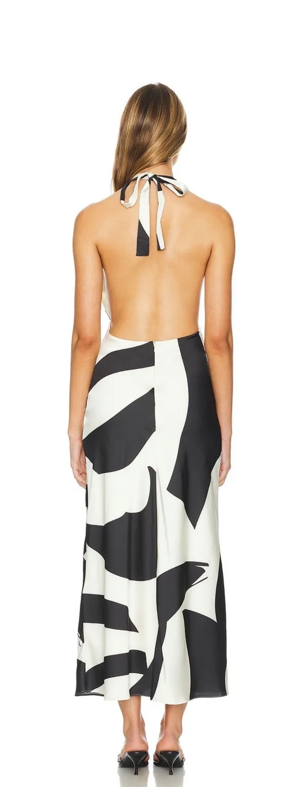 Anthropologie Bardot Black White Citron Halter Midi Bodycon Dress - Image 3