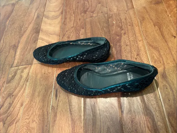 Stuart Weitzman Black Crochet Lace Ballet Flats Size 7.5 - Image 9