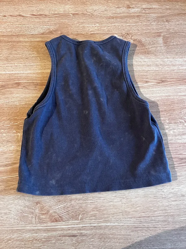 Tank Top Charlotte Russe Crop Grey Tie Ribbed Neck XL - Image 2