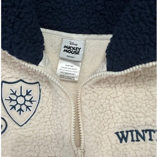 Disney Mickey Mouse Winter Sports Sherpa Fleece Quarter Zip Pullover WinterWhite - Image 5