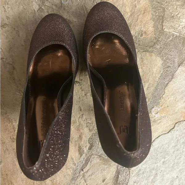 Heels Just Fabulous Shimmering Brown Glitter Heels 8 1/2 Like new-Gorgeous - Image 3