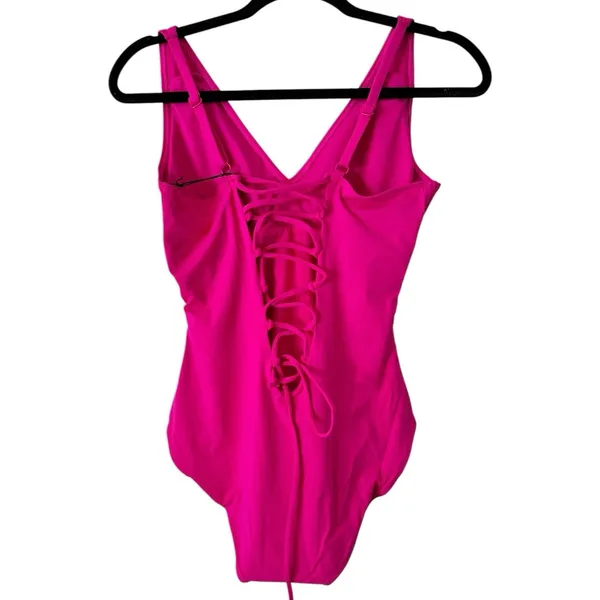 NWT TA3 Plungey Swimsuit Lace Up One Piece Shapewear Pink Size XS XLONG - Image 4
